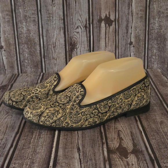 Stubbs & Wootton Shoes - Sz 7.5 Womens Stubbs &‎ Wootton Cream Black Paisley Tapestry Smoking Slippers